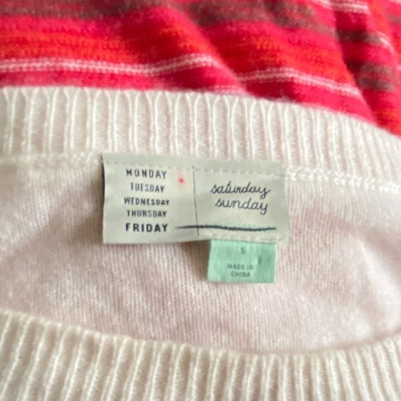 Anthropologie Saturday Sunday 100% Cashmere Sweater Sz S Striped LS Crew NWOT - Picture 2 of 9